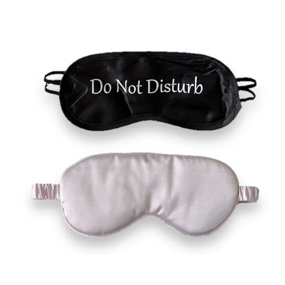 Set Of 2 Sleep Masks Purple & Black Sleeping Silk Night Eye Mask Do Not Disturb